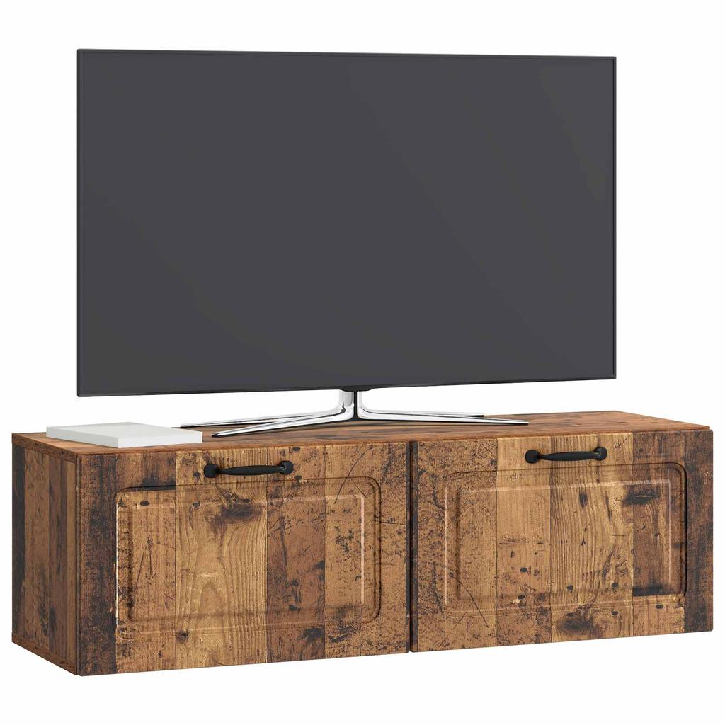 Wall Mounted TV Cabinet Reclaimed Wood Look 98 x 31 x 30 cm Particleboard