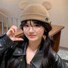 Autumn and Winter New Style Corduroy Cute Kitten Ears Landlord Hat for Women Versatile Face Showing Little Yuppie Melon Skin Hat for Men