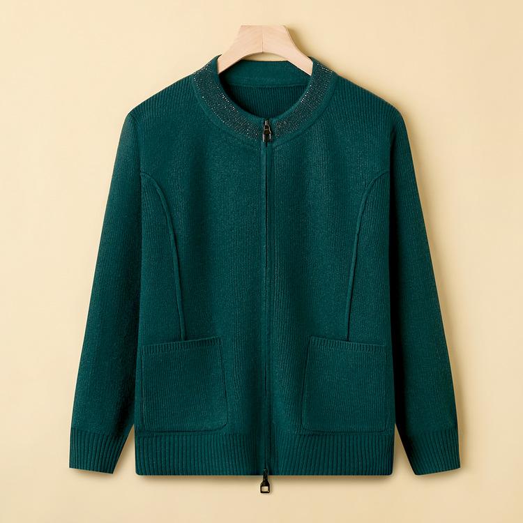 New Fashionable Middle-aged and Elderly Women's Noble Thick Sweater Jacket Middle-aged Mother Autumn Knitted Top