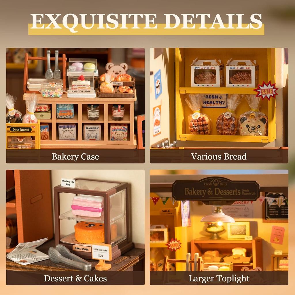 25CM Robotime Rolife Becka's Baking House 3D Puzzle DIY Miniature Dollhouse Kit Amazing Gift for Children DG161