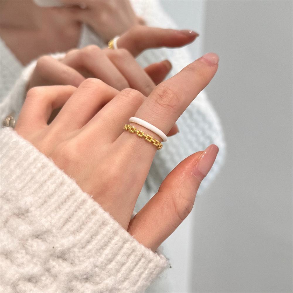 Color enamel butterfly ring, exquisite fritillary pearl open ring, niche light luxury jewelry, new products