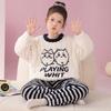 Kids Flannel Pajamas Set Boys Girls Warm Long Sleeve Top And Pants Sleepwear Winter Home Nightwear