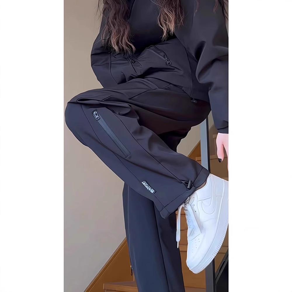 

Unisex Trendy Summer Thin Cargo Windbreaker Pants with Straight Wide Leg - Plus and Petite Sizes XL