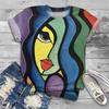 Camiseta Estampada 3D Cara Abstracta de Verano para Mujer Camisetas de Manga Corta Ropa de Calle Harajuku Camisetas Largas Y2k Ropa para Mujer