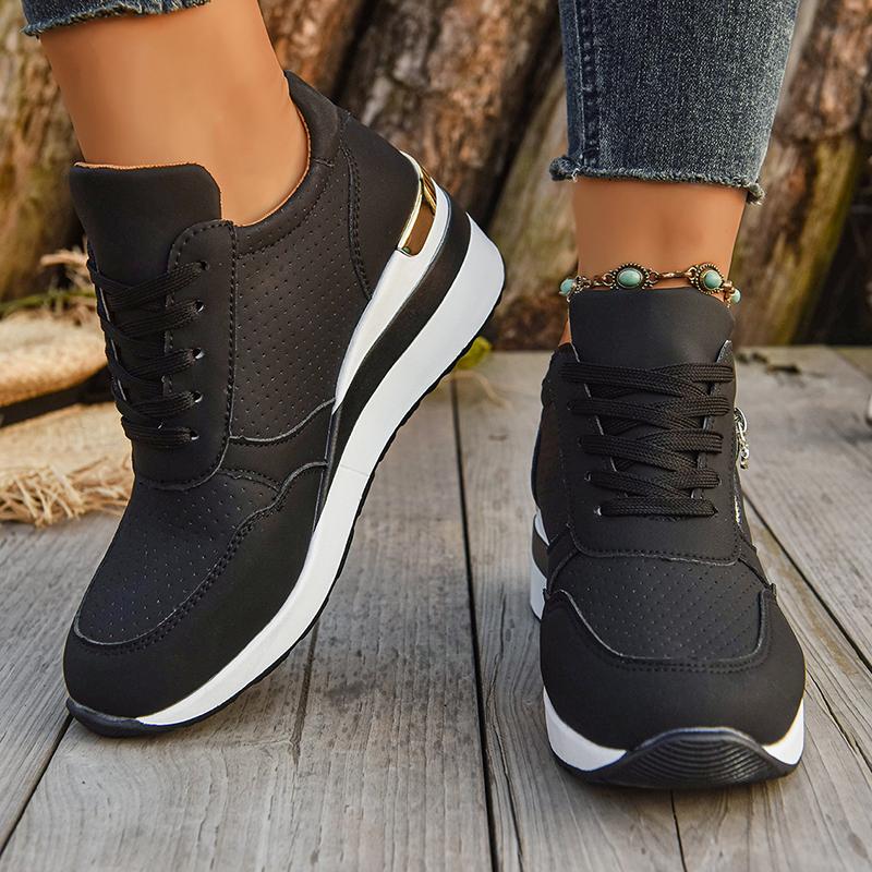 Fashion 2025 Autumn New Fashion Wedge Sneakers Women Lightweight Non Slip Casual Sports Shoes Woman Thick Sole Lace Up Chunky Sneakers