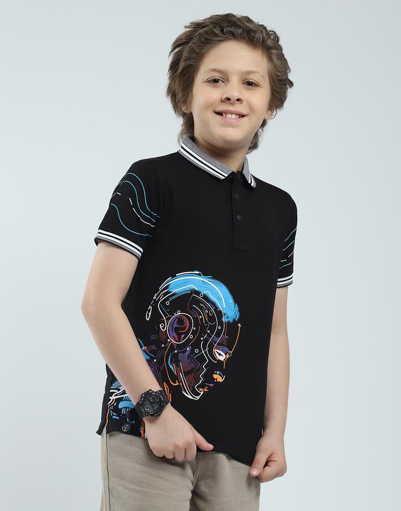 MONTE CARLO Jungen Regular Fit Bedrucktes Polo Kurzarm T-Shirt