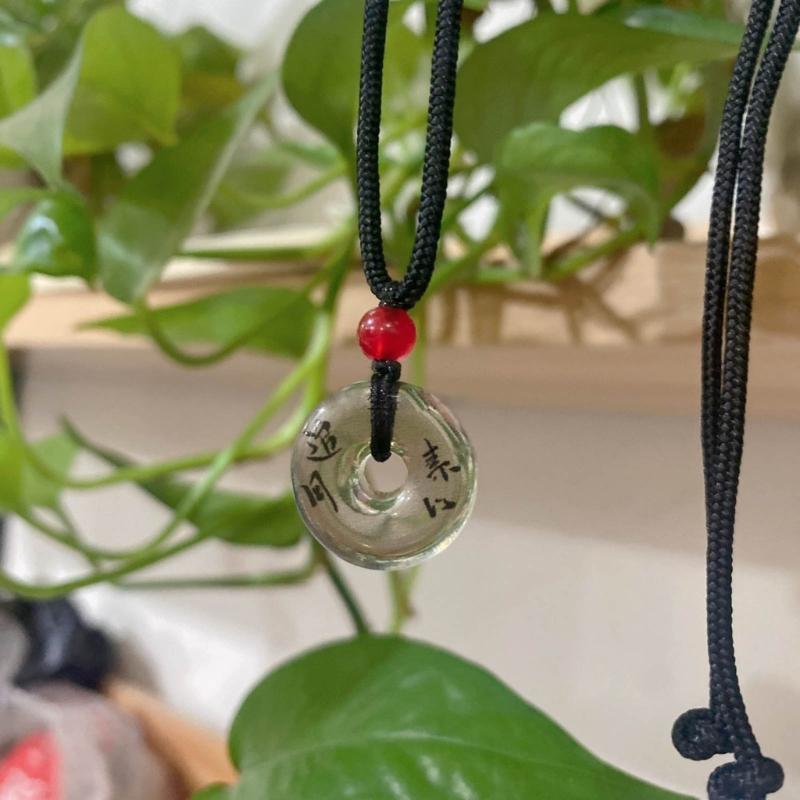 Traditional Chinese Character Good Luck Pendant Necklace Adjustable Rope Peace Buckle Pendant Clavicle Chain Jewelry
