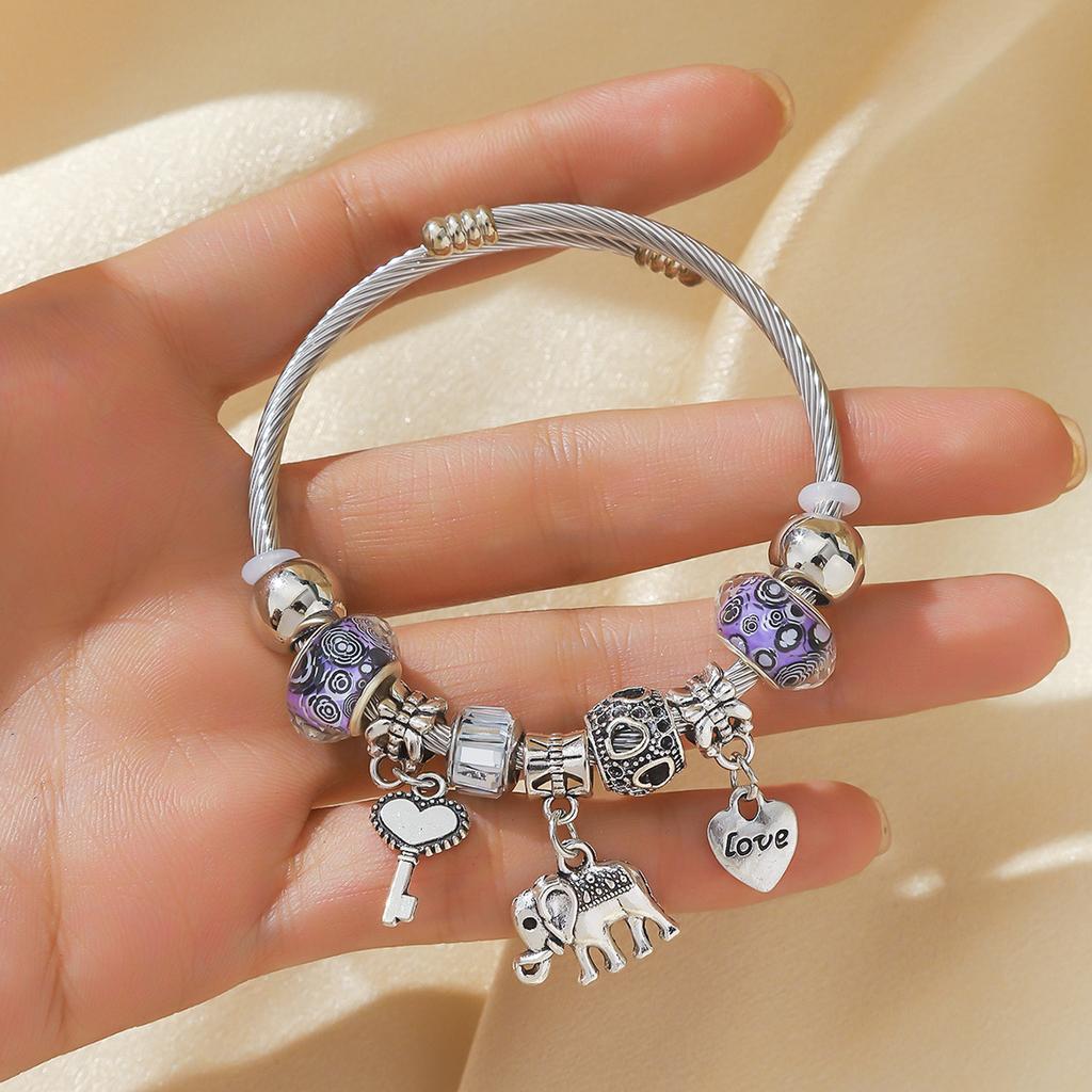 European and American cross-border new sweet and cute elephant multi-color bracelet versatile and exquisite Western style jewelr