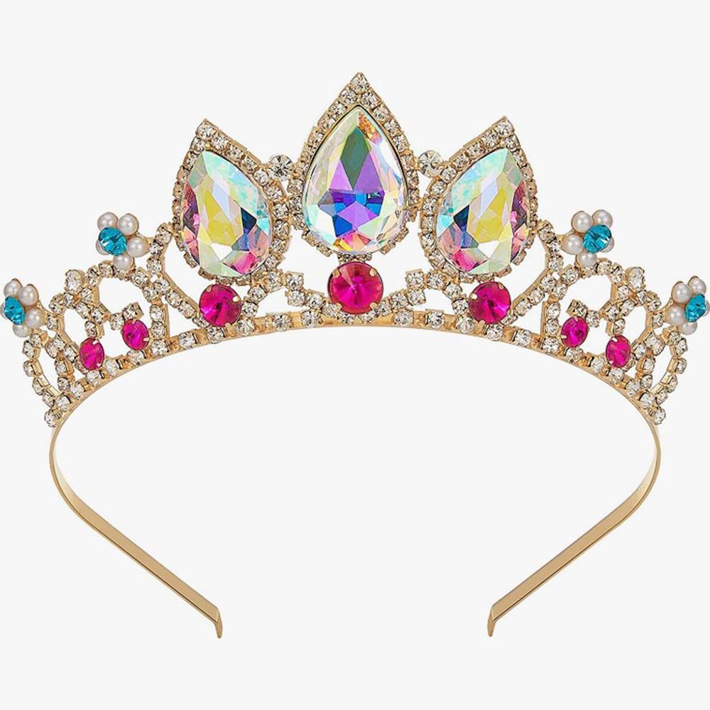 Rhinestone Crown Hair Accessory for Girls - Teardrop Design Headband Clip