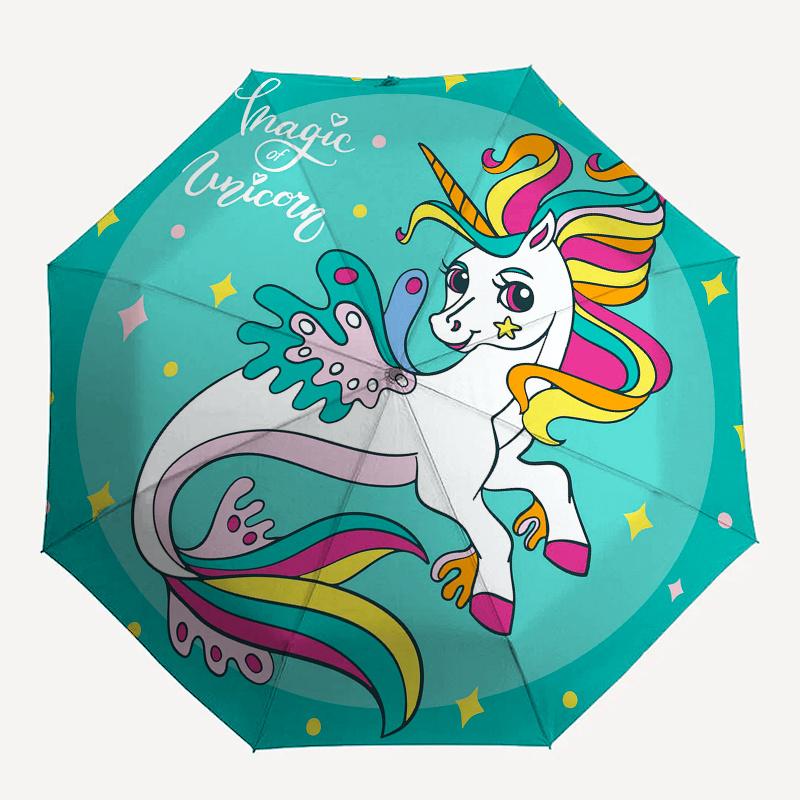 Magical Unicorn Plate: Fantasy for Kids' Rooms!Umbrella, Portable 3-Fold Compact Umbrella,Christmas Gift ES482