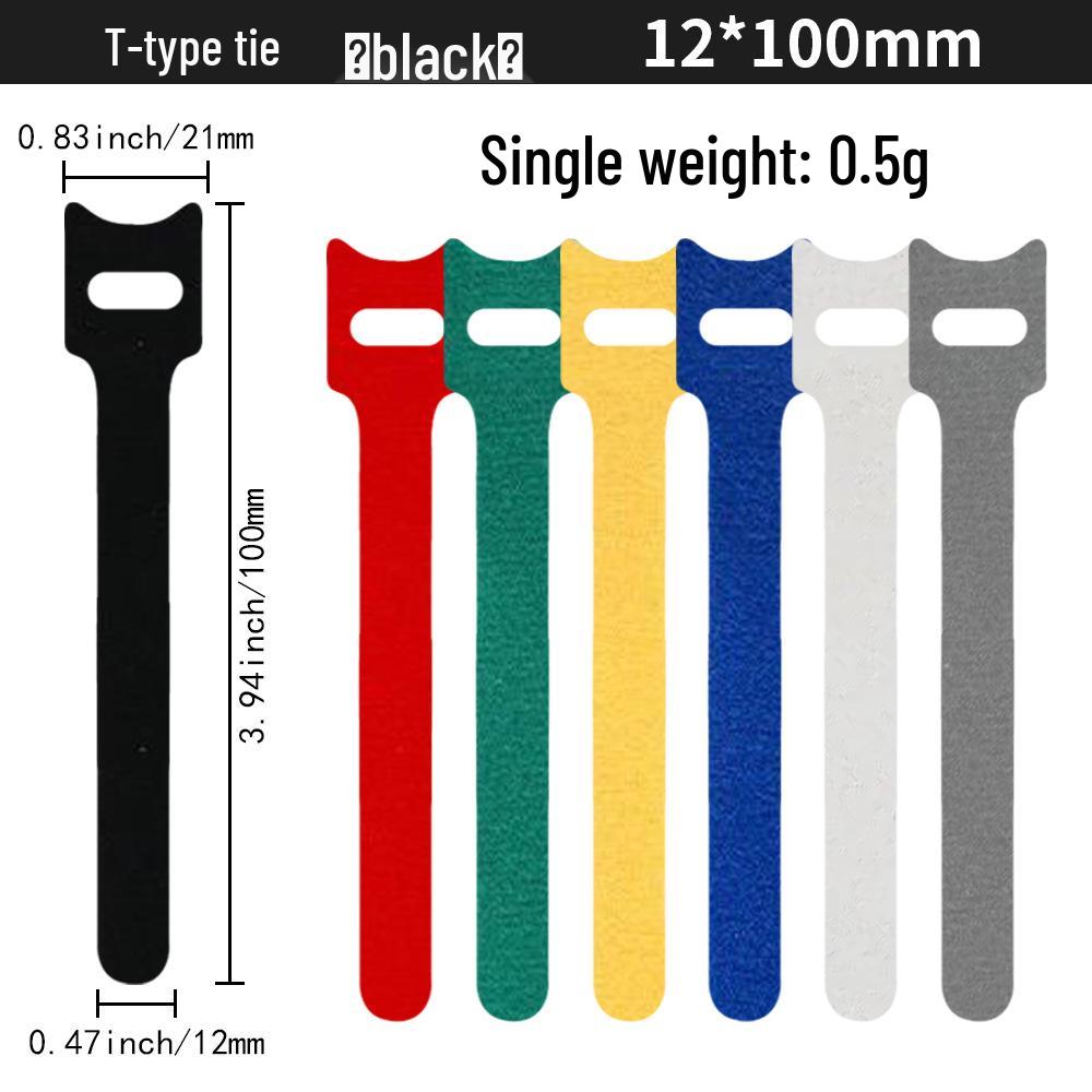 T-Type Magic Tape Cable Ties for Earphones, Data Cables, Organizers, and Network Cables with Back-to-Back Adhesive Straps.