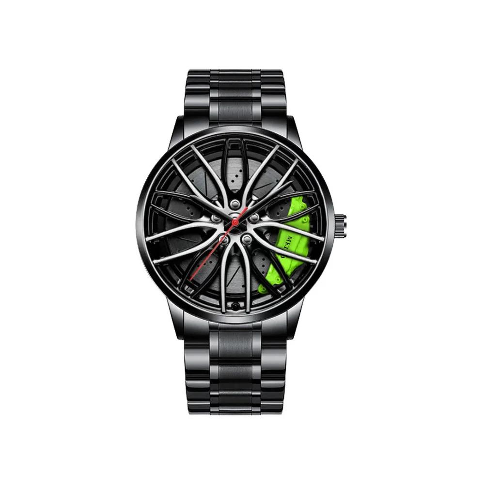 Stainless Steel Band Men's Quartz Watch Fashion 3D Car Wheel Sports Wrist Watch For Men