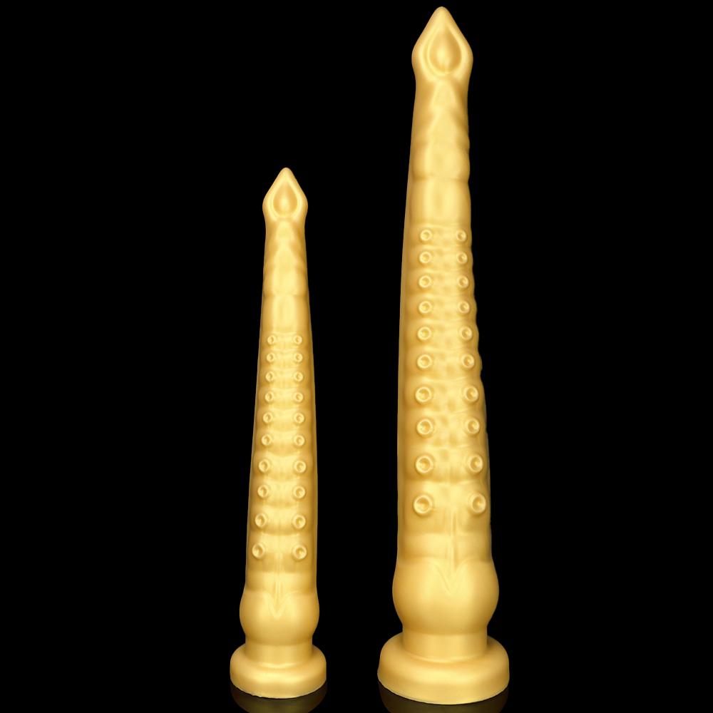 59cm Gold Silicone Extra Long Masturbator Gay Dildo Anal Plug Fisting Strap On Penis Sex Toy Big Dick Realistic Cock