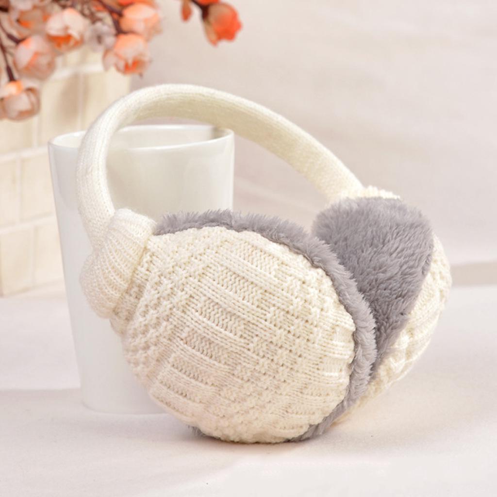 2 Pieces Winter Knit Earmuffs Detachable Warm Knitted Ear Warmers Unisex Furry Ear Muffs Winter Outdoor Ear Covers for Women Men