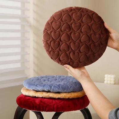 Round Stool Cover Heart Embossed Design Soft Flannel Elastic Band Anti-Slip Seat Cushion Chair Cover Stool Accessory