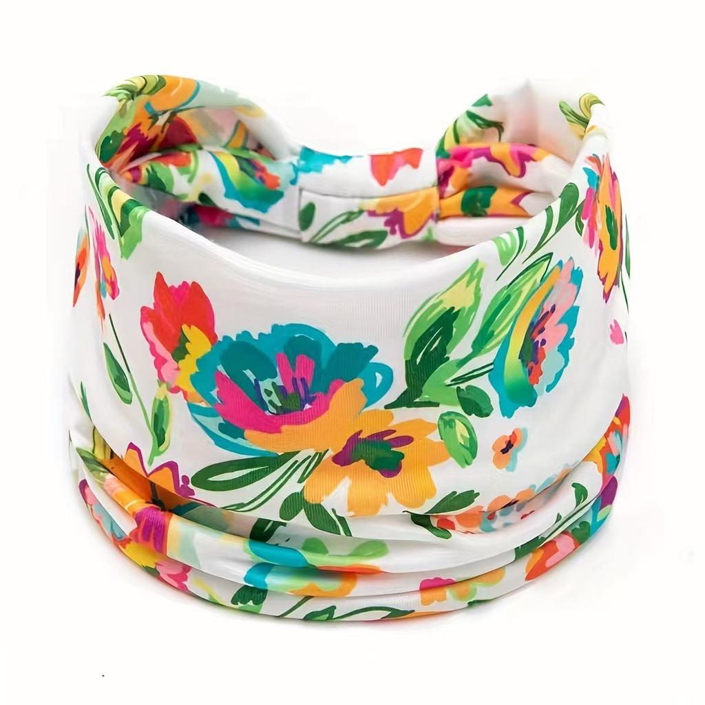 Women's Bohemian Cashew Yoga Headband - Sweat-Absorbing, Elastic Cotton Hair Accessory