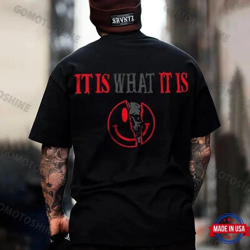 IT IS WHAT IT IS Broken Emoji Skull Print Men s T-Shirt XS