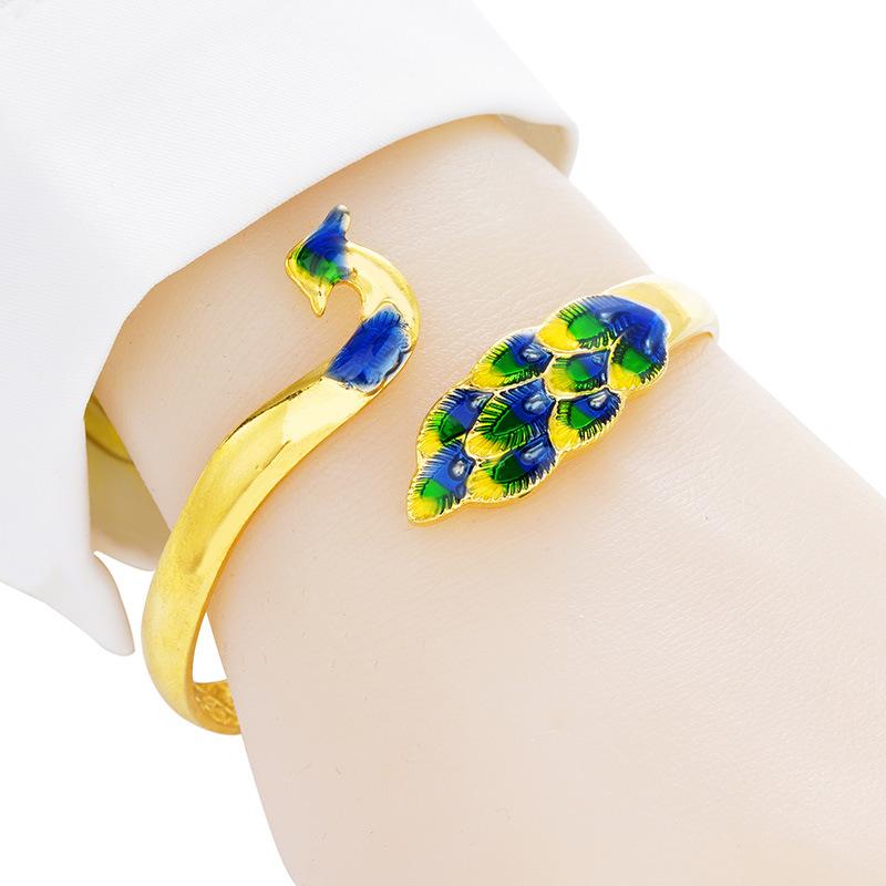 Peacock Open Bracelet Women's Bracelet Peacock Ring Cloisonné