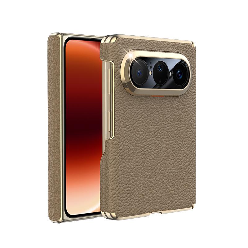 Applicable to Huawei PuraXMax folding screen mobile phone case, genuine leather, dual central axis  lens, all-inclusive anti-drop case.
