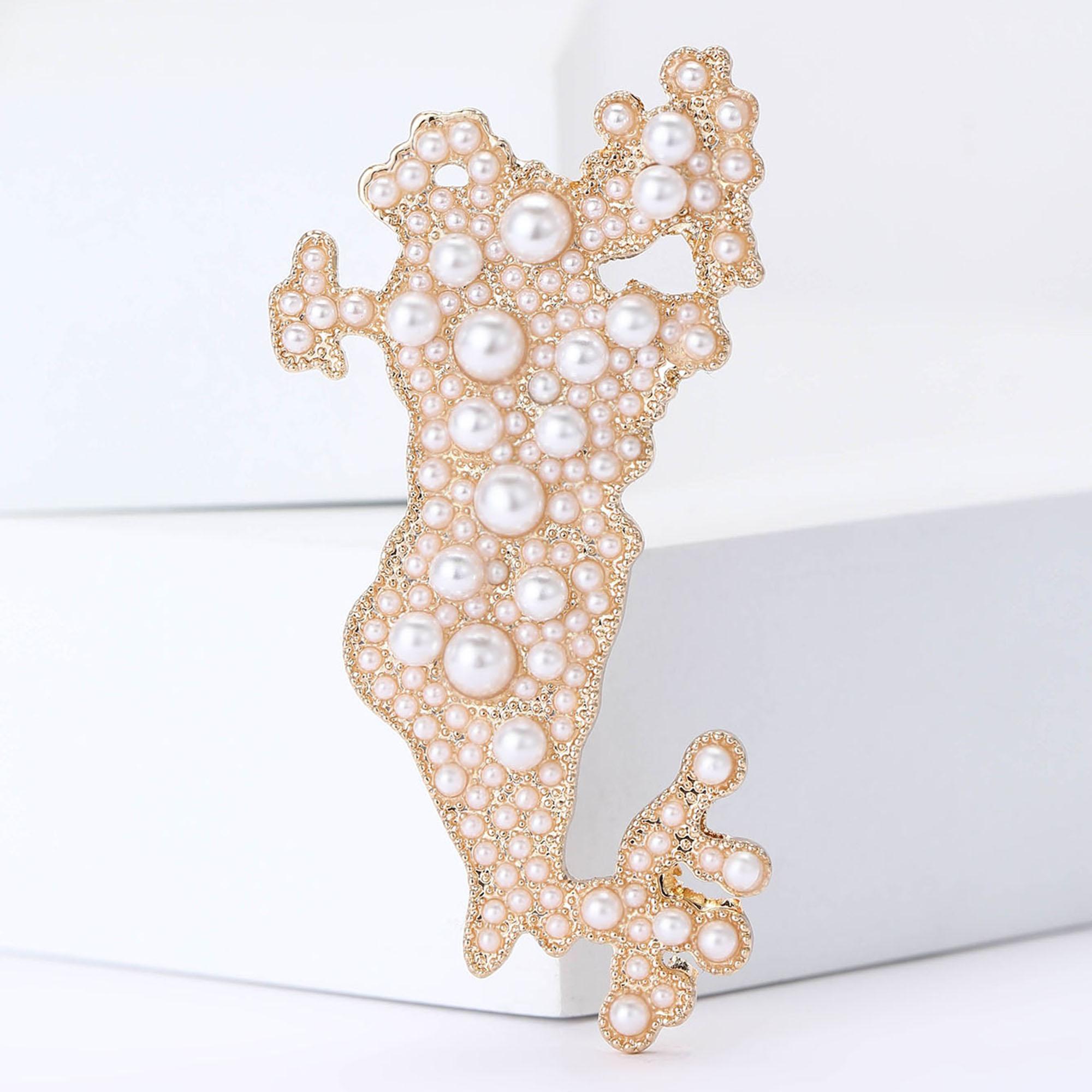 

Luxury Rice Beads Bahrain Map Brooches for Women Rhinestone Geometric Pins Necklace Event Party Decoration Clothes Accessories