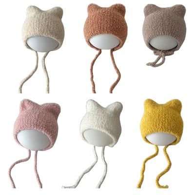 Soft Cat Ear Baby Beanies Cap Infant Ear Protections Hat Cartoon Warm Bonnet Shower Gift Photo Props for Boys and Girl