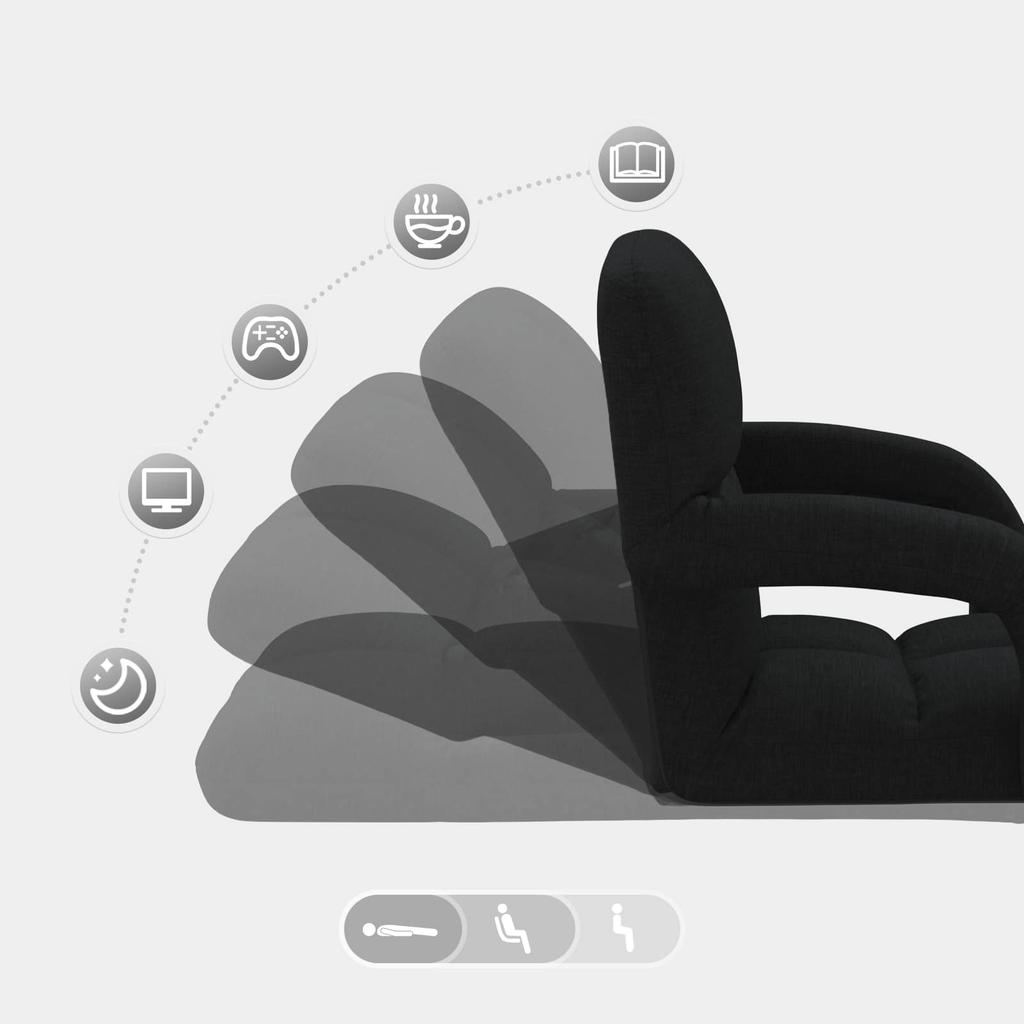 Adjustable Floor Chair with Armrests 5 Position Reclining Backrest Fabric