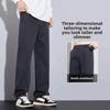 Autumn Winter Fleece-Lined Thickened Loose-Fit Straight-Leg Casual Pants Men's Fashionable Versatile Light Business Trousers Wid