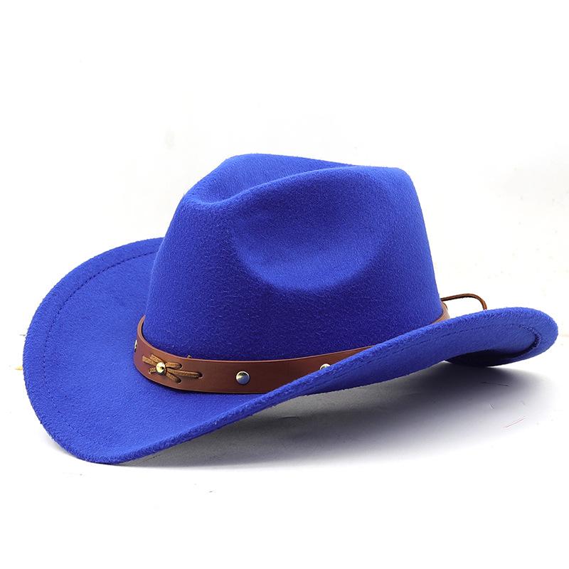 New woolen hat, western cowboy gift hat, brown belt, men's and women's couple hat, crimped hat