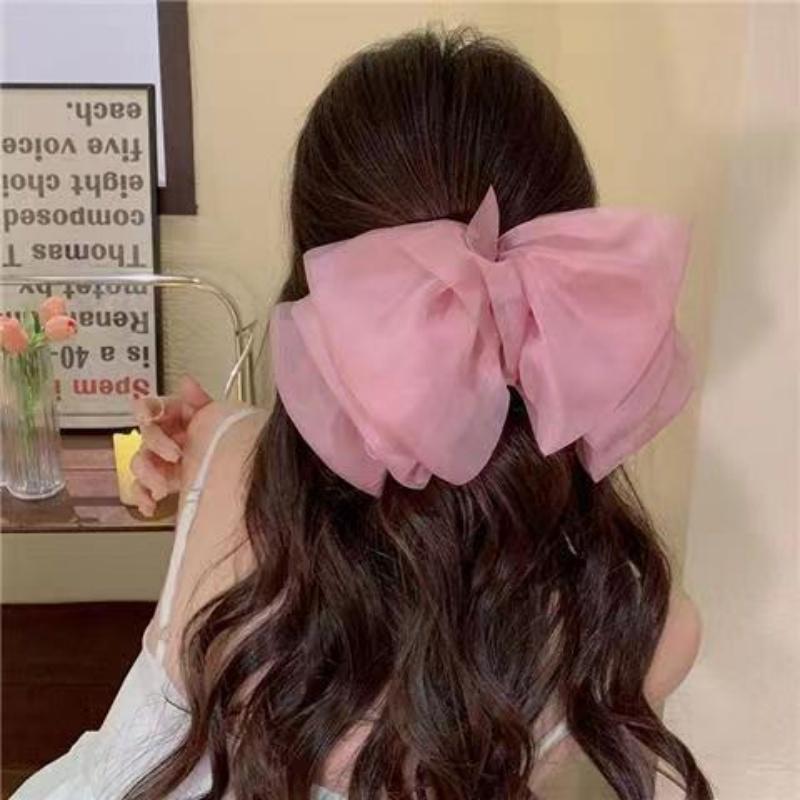 1 Chiffon Spring Clip, Large Bow Hair Clip, New Cloud-shaped Hair Accessory for the Back of a Ponytail Woman's Head
