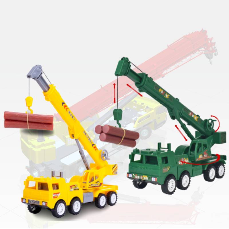 Toy Construction Crane Large Size Inertia Driven Plastic Vehicle Model Kids Gift