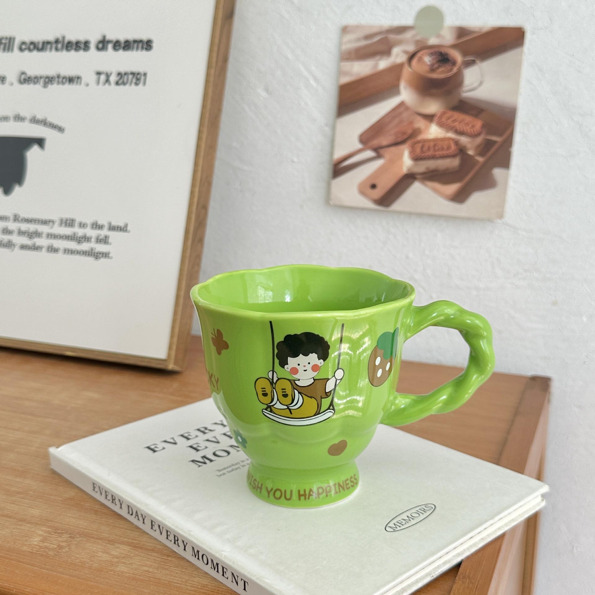 

Cute Cartoon Style Boy and Girl Ceramic Mug Home Drinking Water Cup Mug Girls Water Mug Work Ceramic Mug Coffee Cup 201-300ml