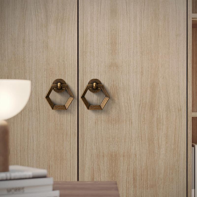 1pc Retro diamond rings wardrobe drawer single hole dark invisible door handle zinc alloy Nordic log wind