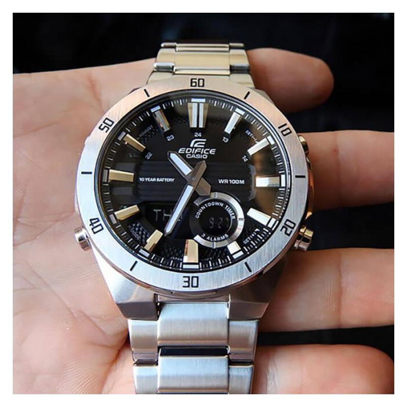 Casio CASIOEDIFICE serisi 100 metre su geçirmez kuvars mekanizma paslanmaz çelik kayış Japon ve Kore saati erkek saati siyah kadran ERA-110D-1A