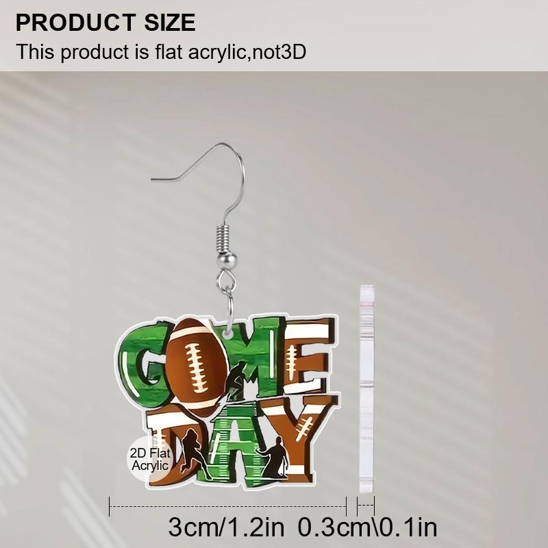 2D Flat 1 Pair Game Day Acrylic Earrings, Lightweight and Unique, Perfect for Everyday Wear, Vacations, Gifts, and Super Bowl Viewing.
