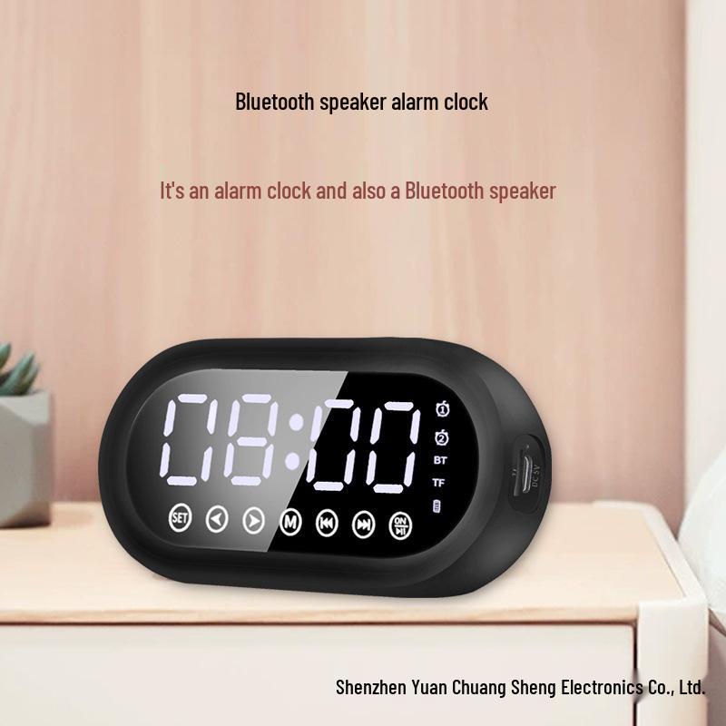 New Portable Bluetooth Speaker with Dual Alarm Clock and Card Slot, Heavy Bass for Home Use