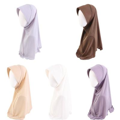 Solid Color Baotou Hat Double Layered Scarf Hat Instant Hijabs Headscarf Hat Scarf Shawl