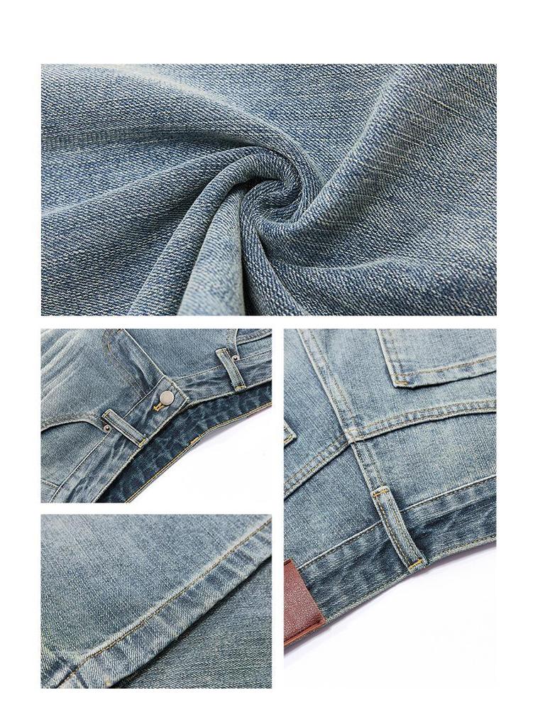 Women's Scimitar Patchwork Wide-Leg Jeans - Retro Niche Design, Spring/Summer 2026