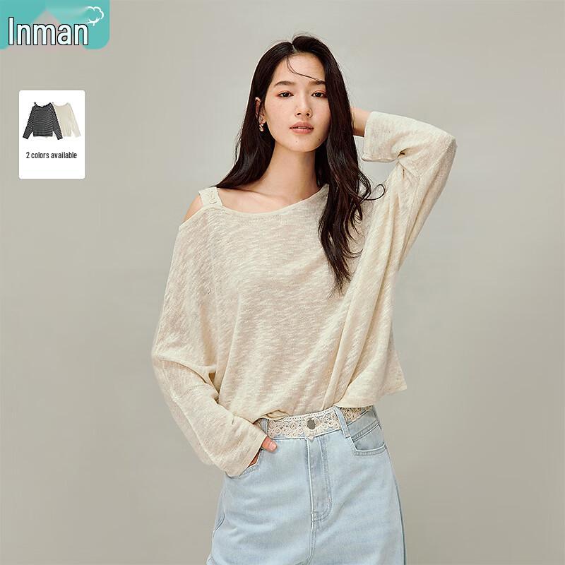 INMAN Gentle Off-Shoulder Knit Pullover