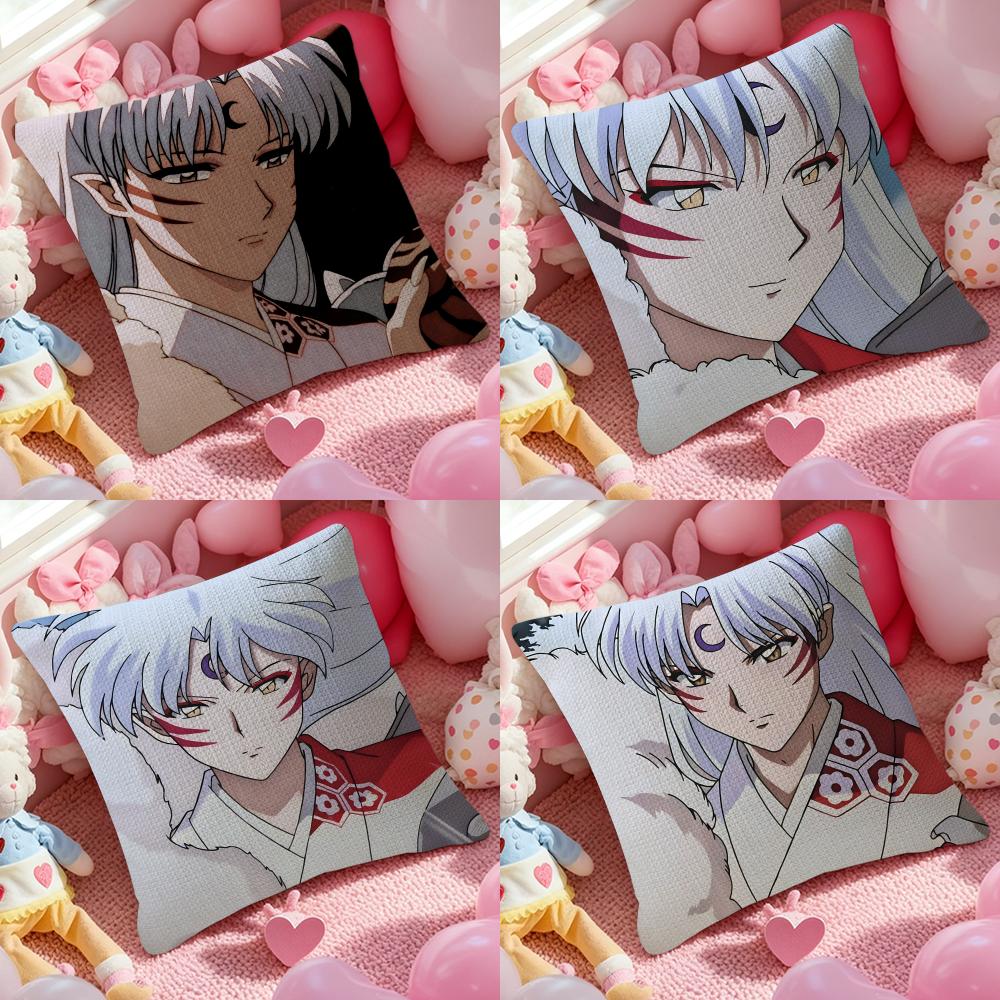 Anime Cool lInuyasha Sesshomaru Pillow Case Pattern Printed Pillowcase for Living Room Sofa Cushion Cover Bedroom Decor