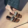 Thick-soled Open-toed One-word Cool Slippers Women's Wear Square Head Temperament Slippers Vacation Beach Shoes