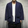 Herren Chinesischer Stil Dreiviertelarm Tang Anzug Kimono Leinen Strickjacke