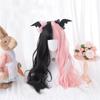 Black Pink Gothic Lolita Wig Long Wavy Heat Safe Wigs Facial Hair