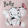 Summer Elephant Print T-shirt & Shorts Set for Baby Girls - Flutter Sleeve Romper with Bow Shorts