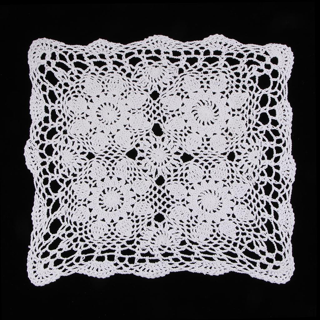 Cotton Lace Crochet Doilies Placemat Flower Square Shape Table Mat Coaster