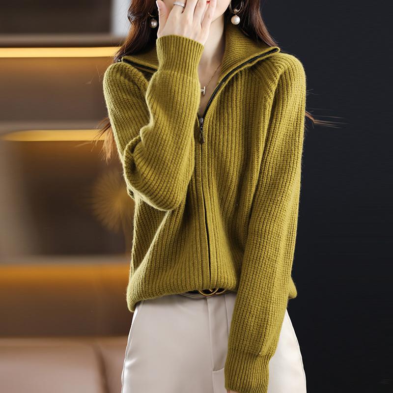 Cardigan damă din cașmir Qinghe cașmir 30% cașmir 70% lână toamnă și iarnă cardigan îngroșat din cașmir moale și cald