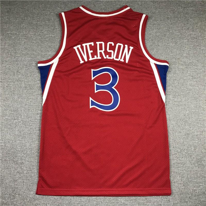 Philadelphia 76ers Allen Iverson 3 Authentic Stitched Mesh Basketball Jersey Men Women Sportswear