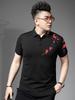 European Station 2025 New Summer Short-Sleeve Polo Shirt for Men, National Trend Plum Blossom Embroidery Turn-Down Collar Top Half-Sleeve T-Shirt