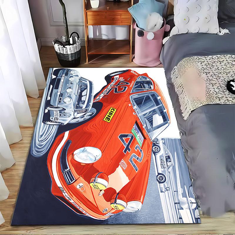 Vintage Racing Car Art Carpet Suitable As a Non-slip Mat for the Living Room or Bedroom Sofa