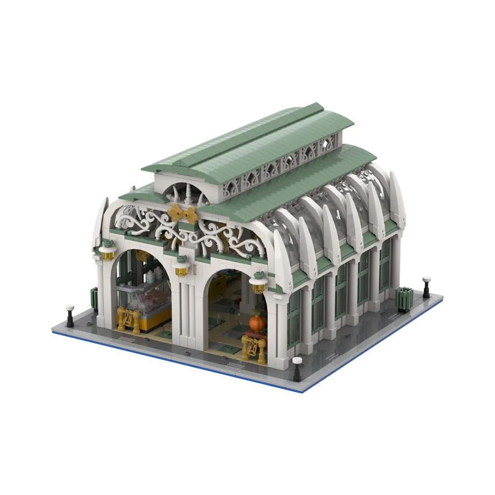 Gobricks MOC Museum Market hall Bricks Model Market house Indoor Market Mercado Roma Building Blcoks Toys Gift