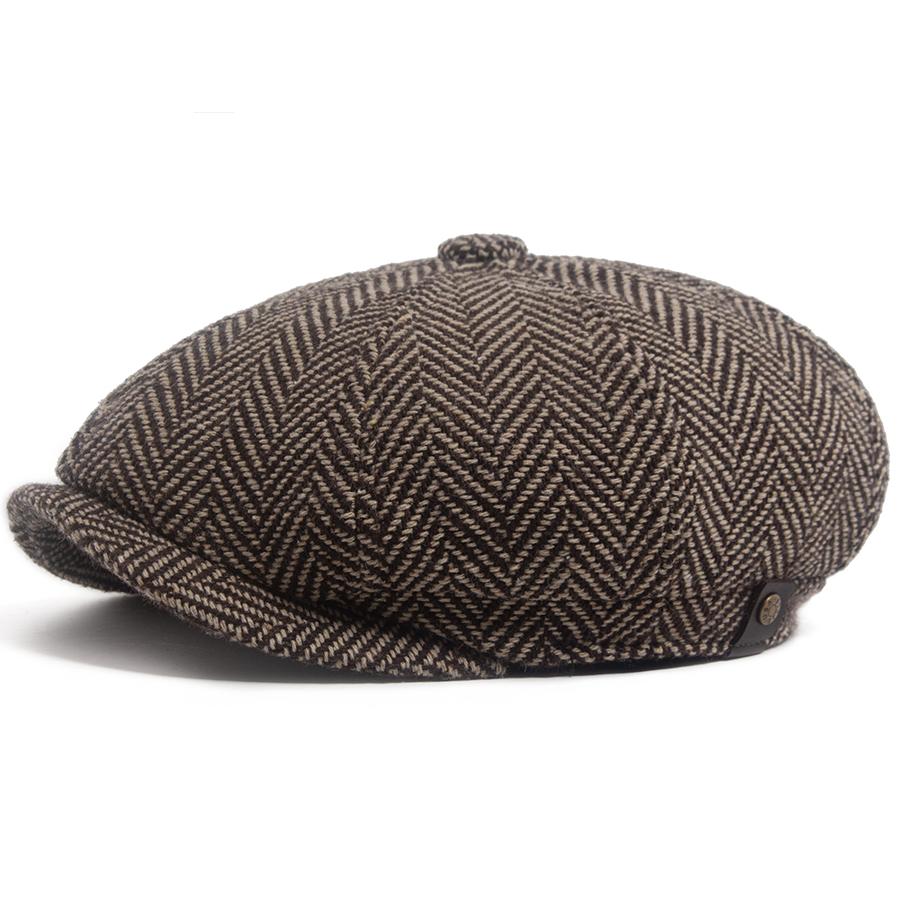 New Retro Herringbone Newsboy Cap For Men Autumn Winter Warm Beret Women Fashion Vintage Hat Hip Hop Female Flat Caps Berets